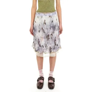 Pleated Fallen Leaf Print Skirt
