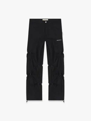 PLEATED PARACHUTE PANTS - BLACK