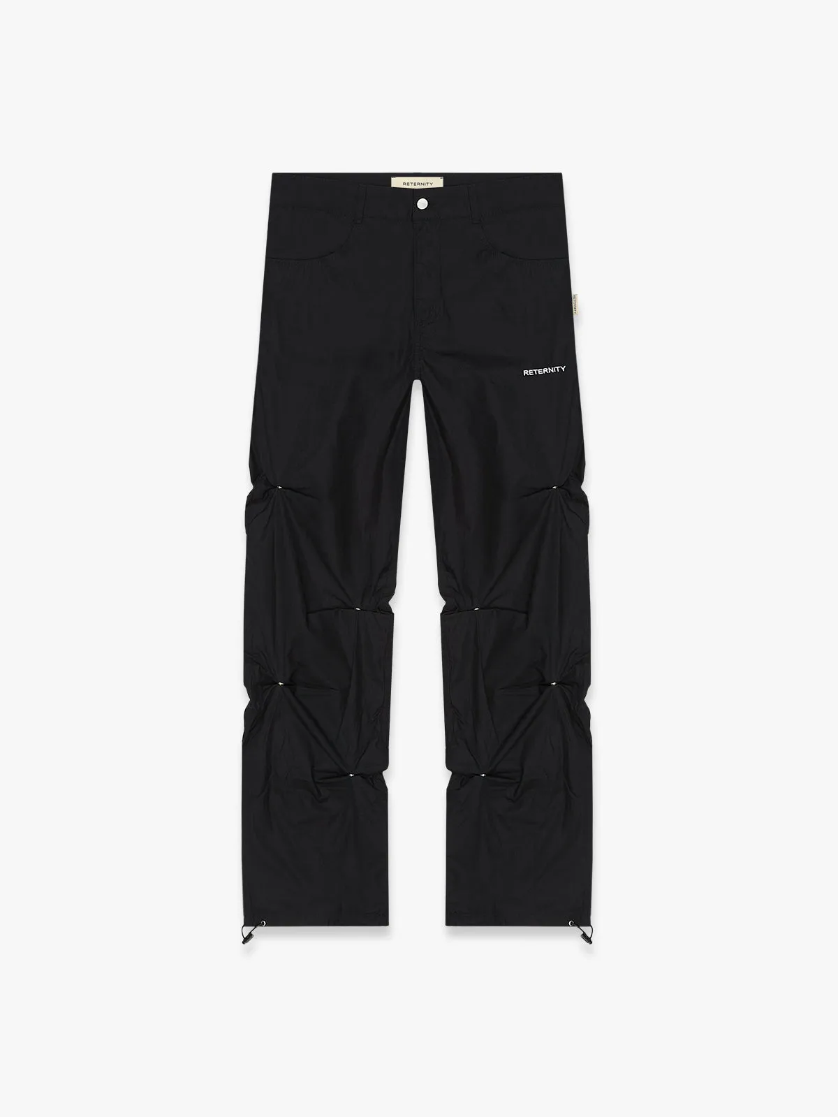 PLEATED PARACHUTE PANTS - BLACK