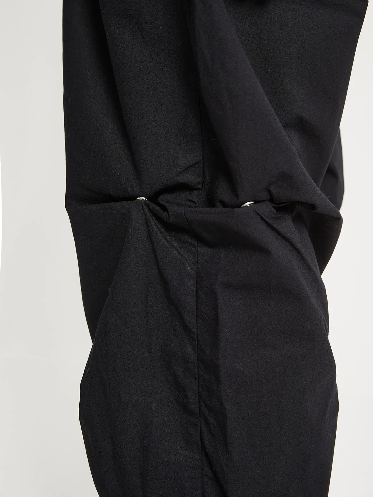 PLEATED PARACHUTE PANTS - BLACK
