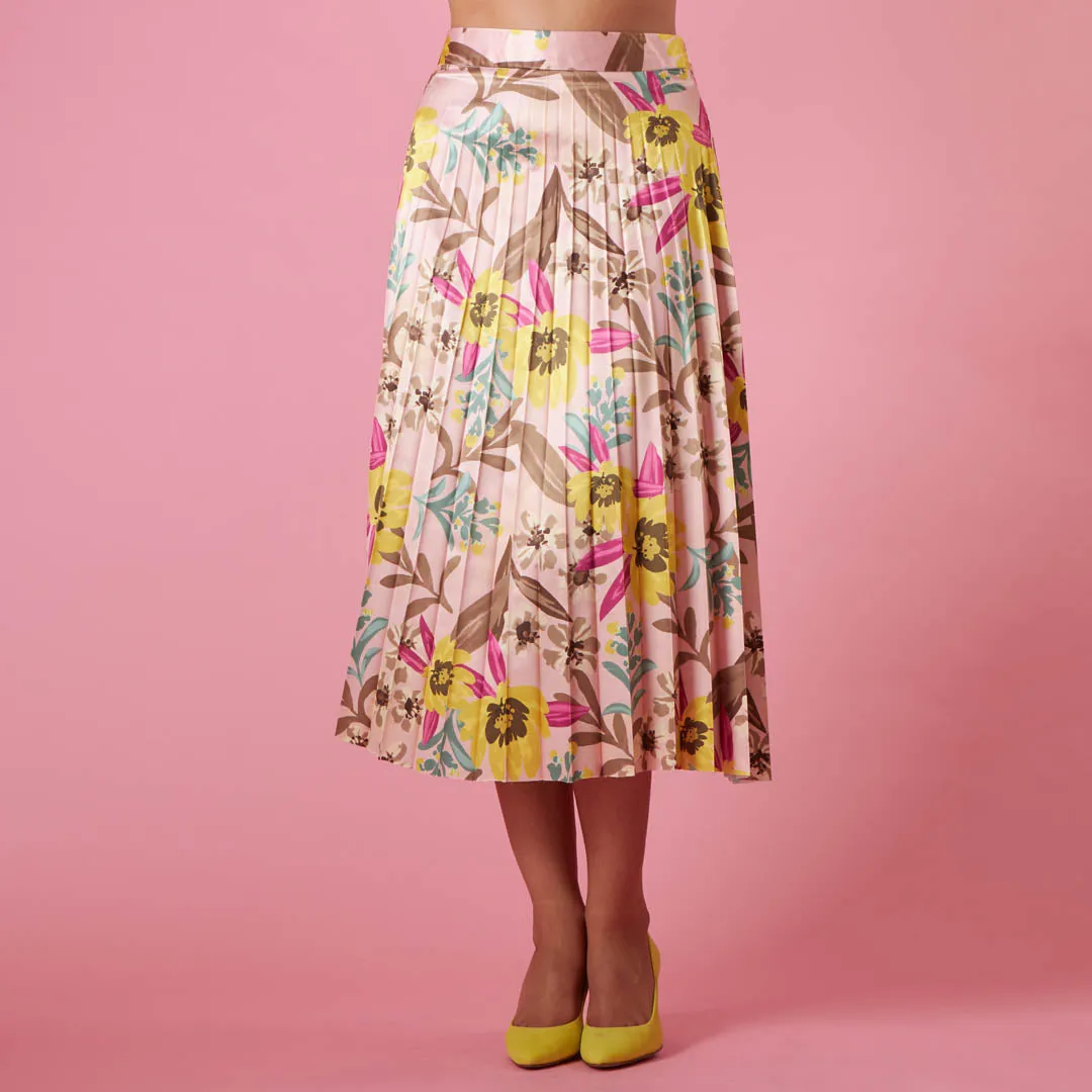 Pleated Satin Skirt