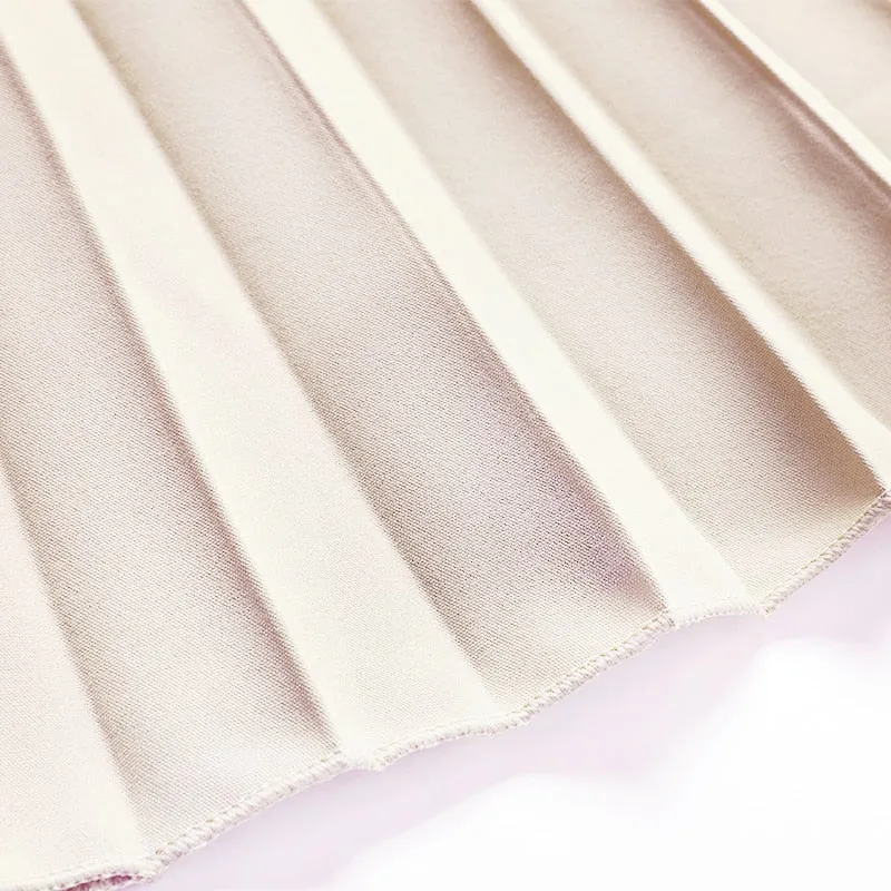 Pleated Skirts High Waist Solid Color Ladies Office Clothes Skirts