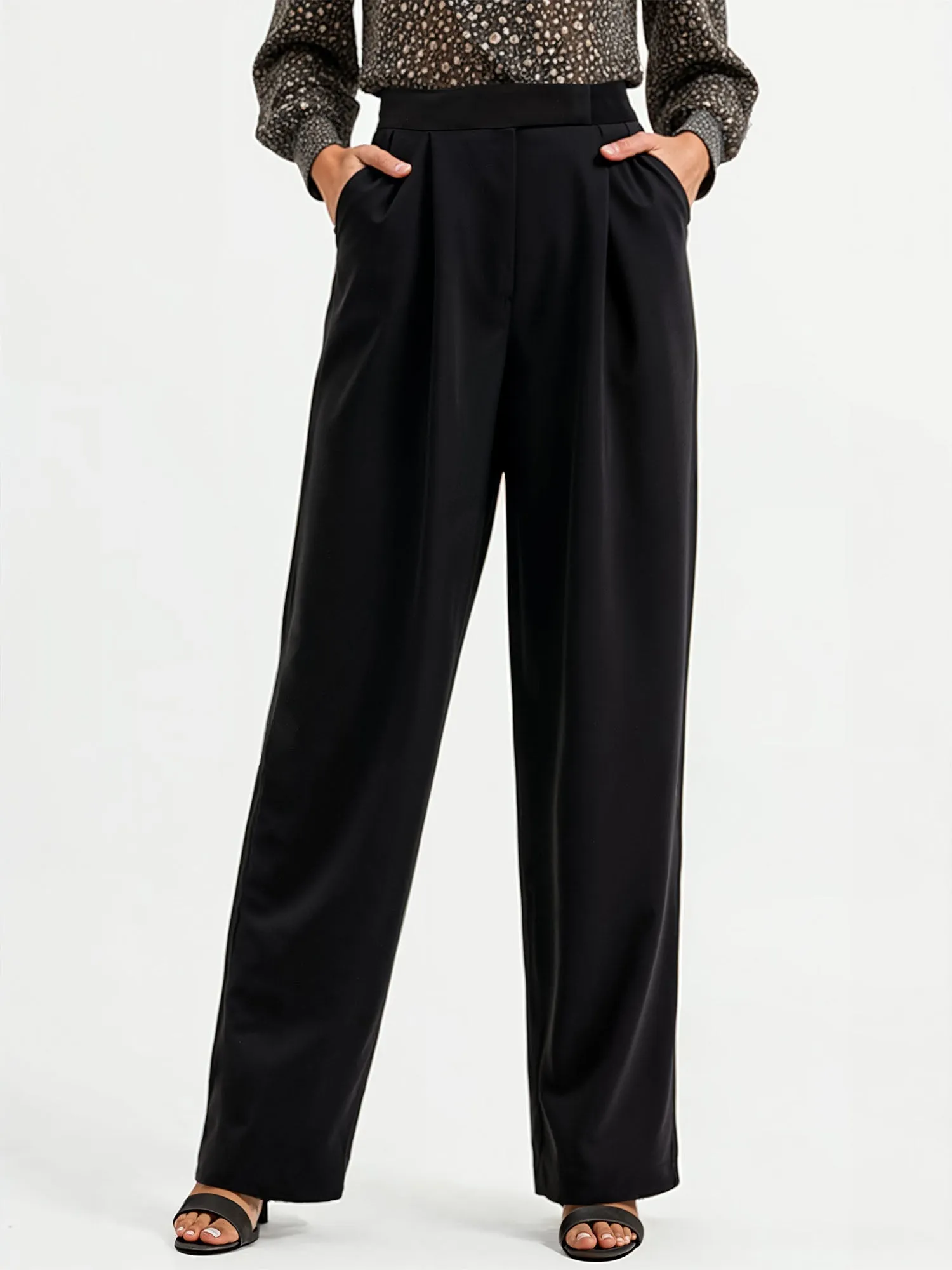 Pleated Straight Leg Pants