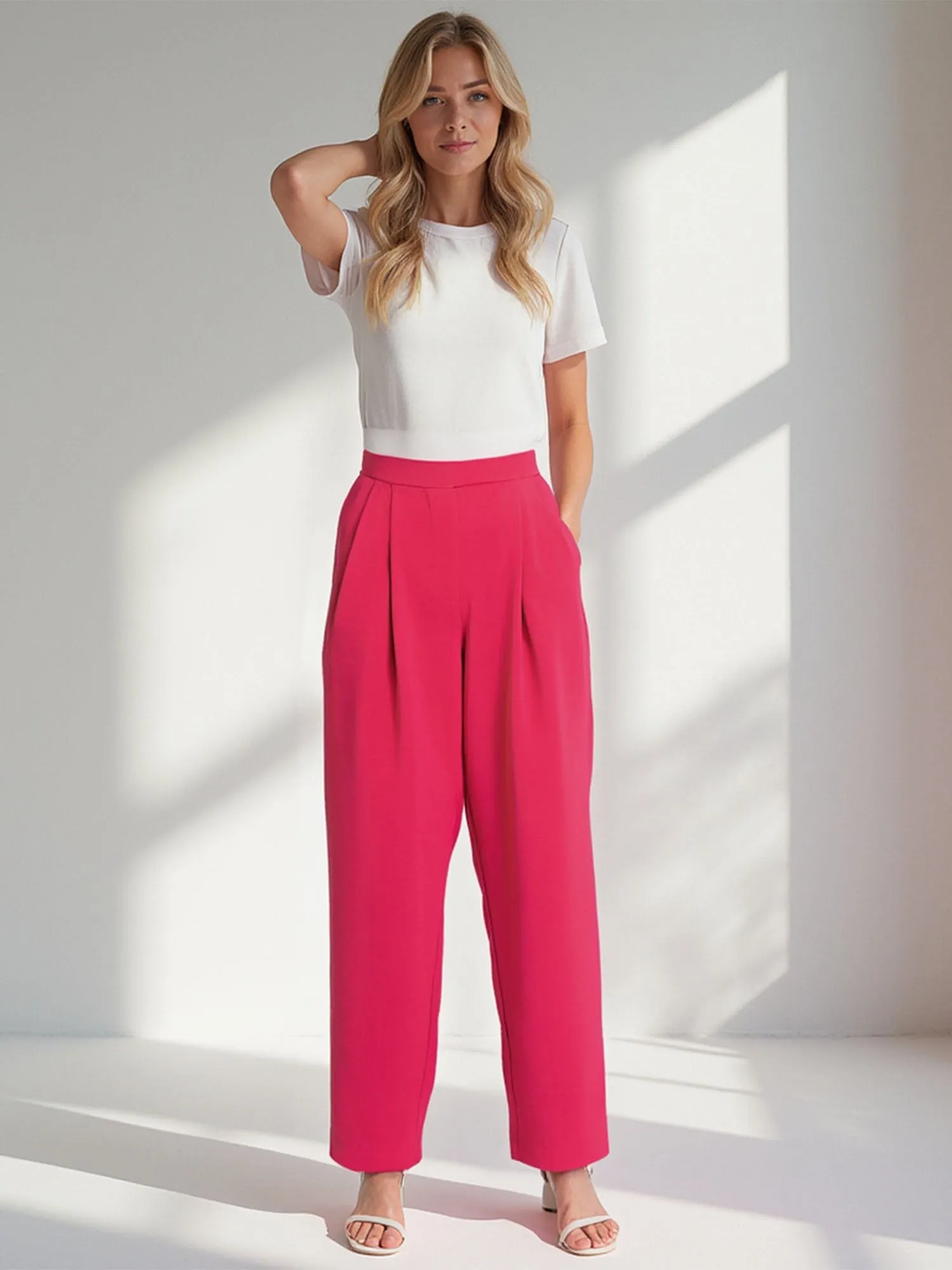 Pleated Straight Leg Pants