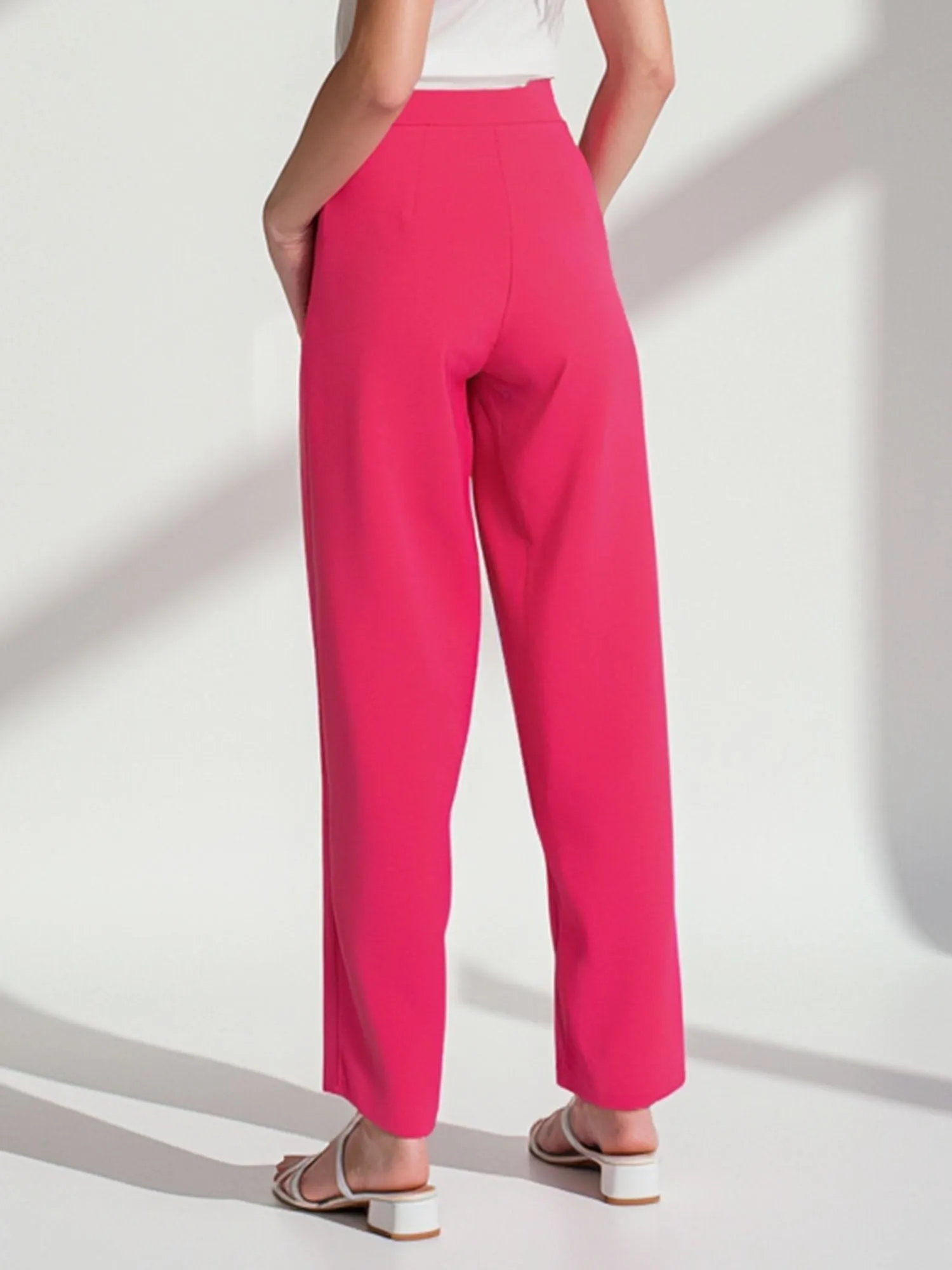 Pleated Straight Leg Pants