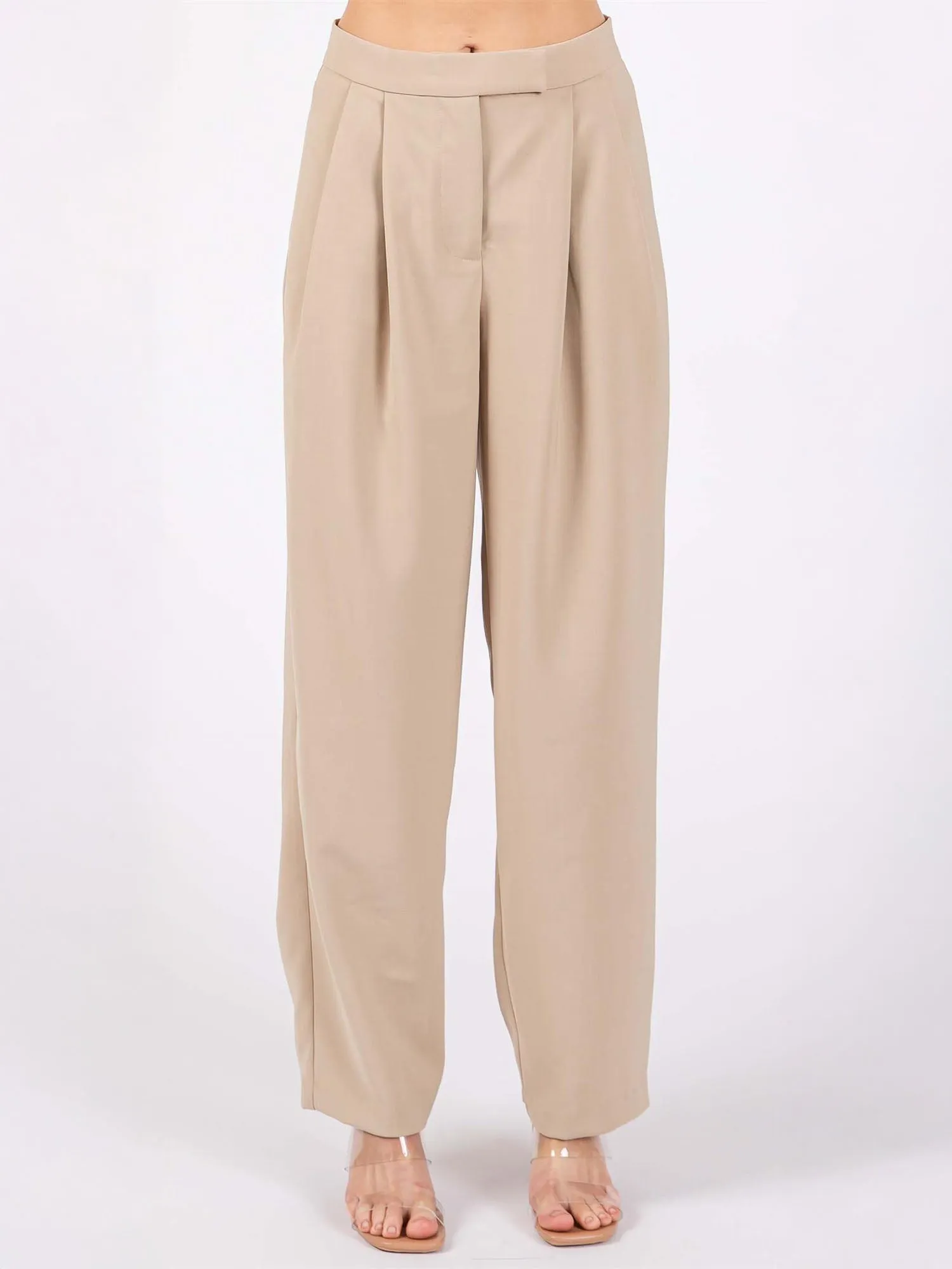 Pleated Straight Leg Pants