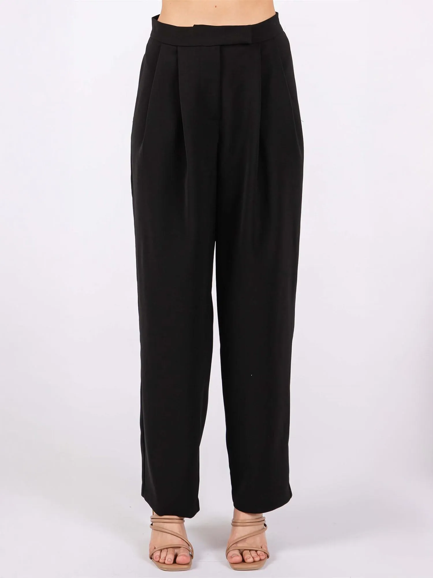 Pleated Straight Leg Pants