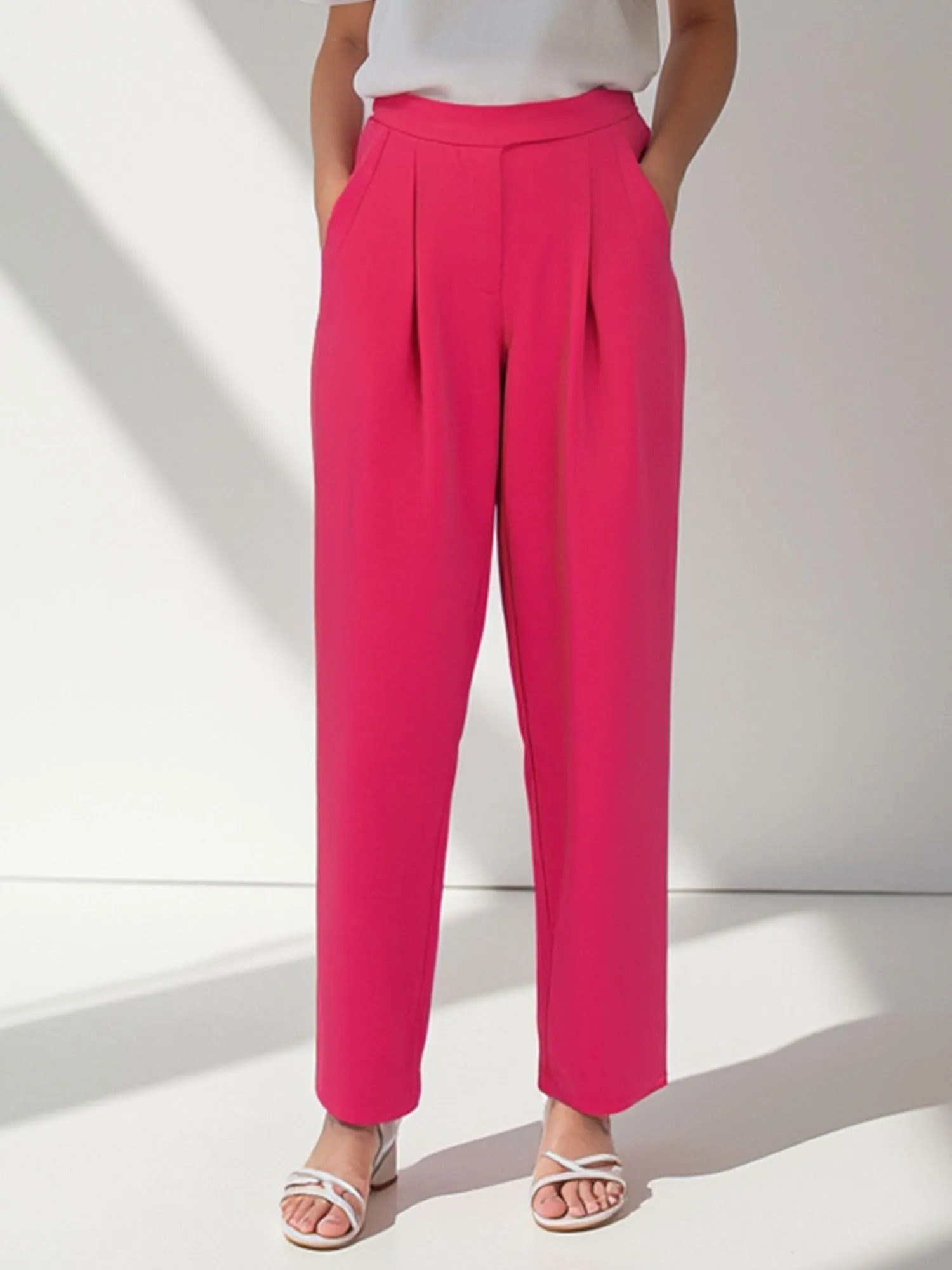 Pleated Straight Leg Pants