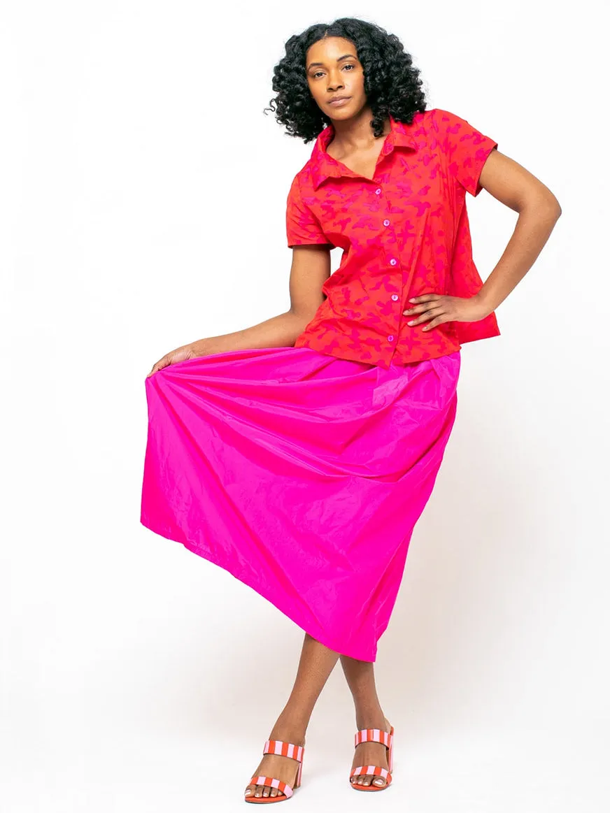 Pleated Taffeta Skirt