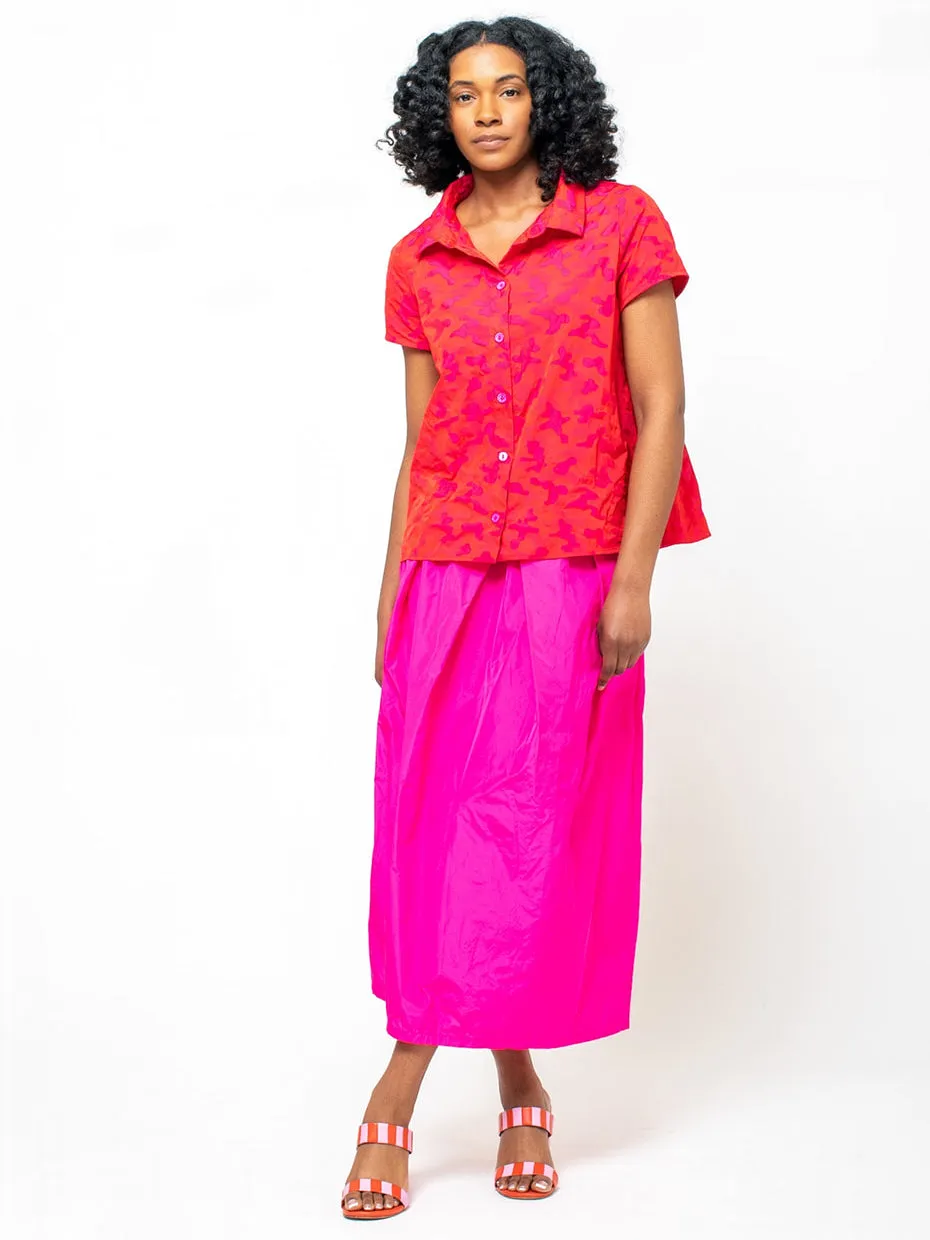 Pleated Taffeta Skirt