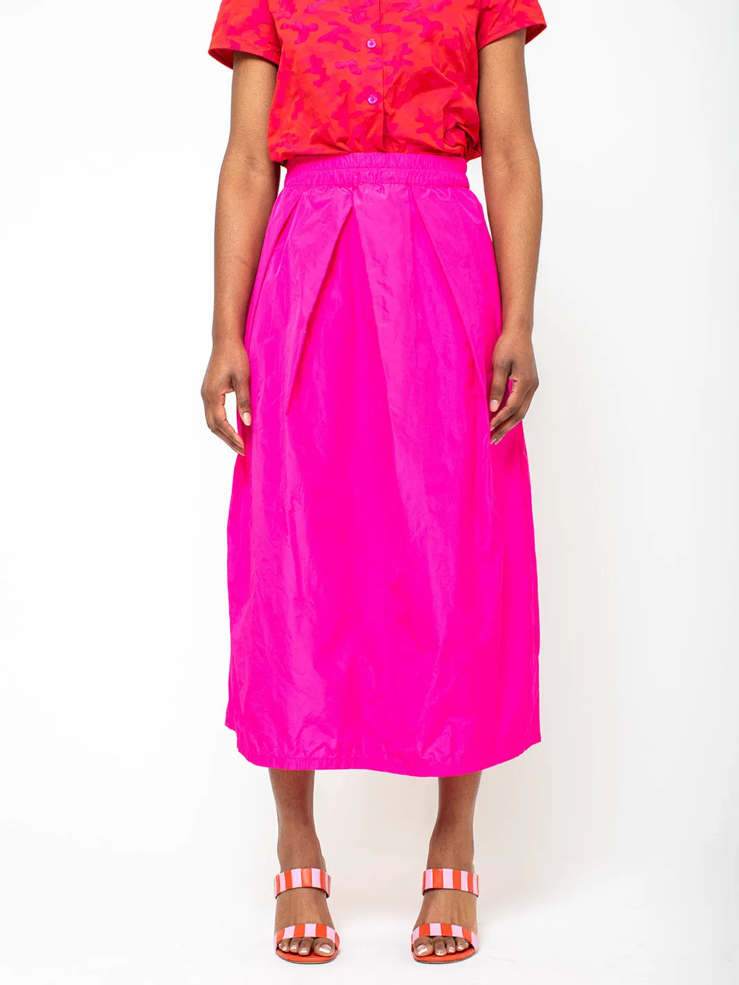 Pleated Taffeta Skirt