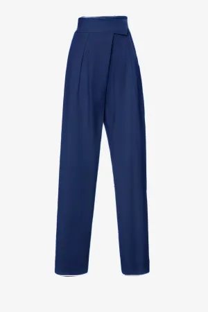 Pleated Trouser with cuffed hem in navy