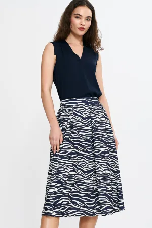 Pleated Waist Elegant Midi Skirt