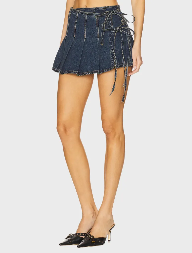 Pleated Wrap Skirt - Tint Dark Blue