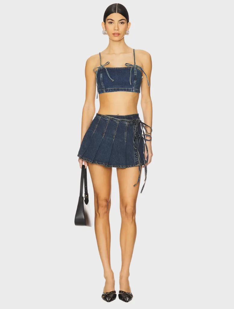 Pleated Wrap Skirt - Tint Dark Blue