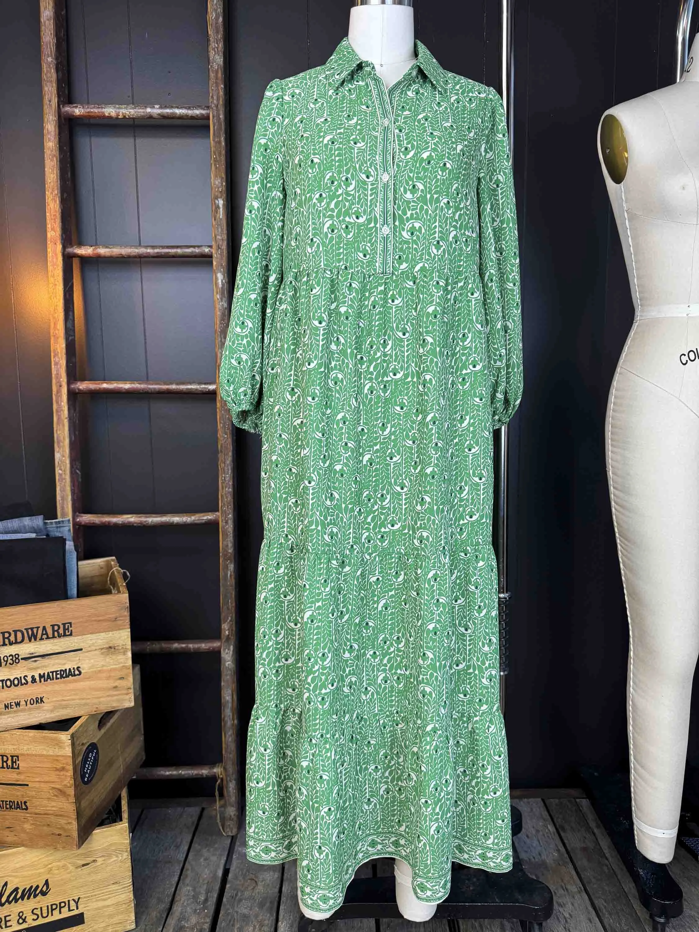 Pre-loved Green Vine Maxi Dress - Size S