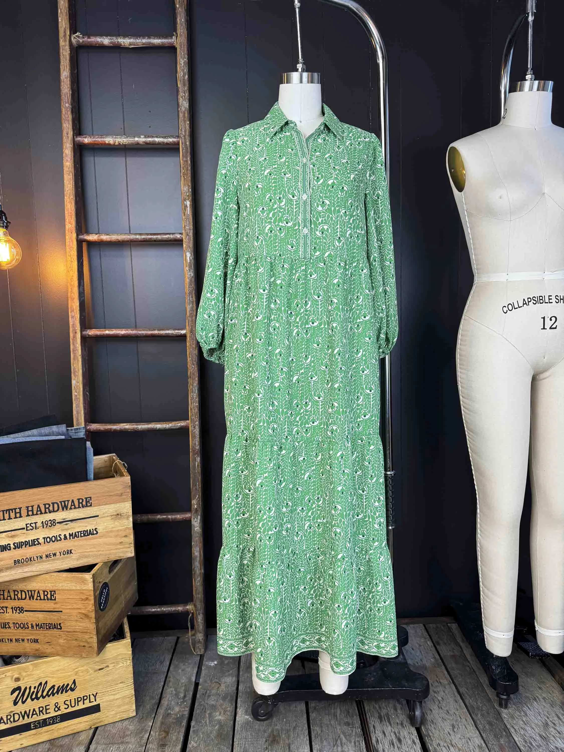 Pre-loved Green Vine Maxi Dress - Size S