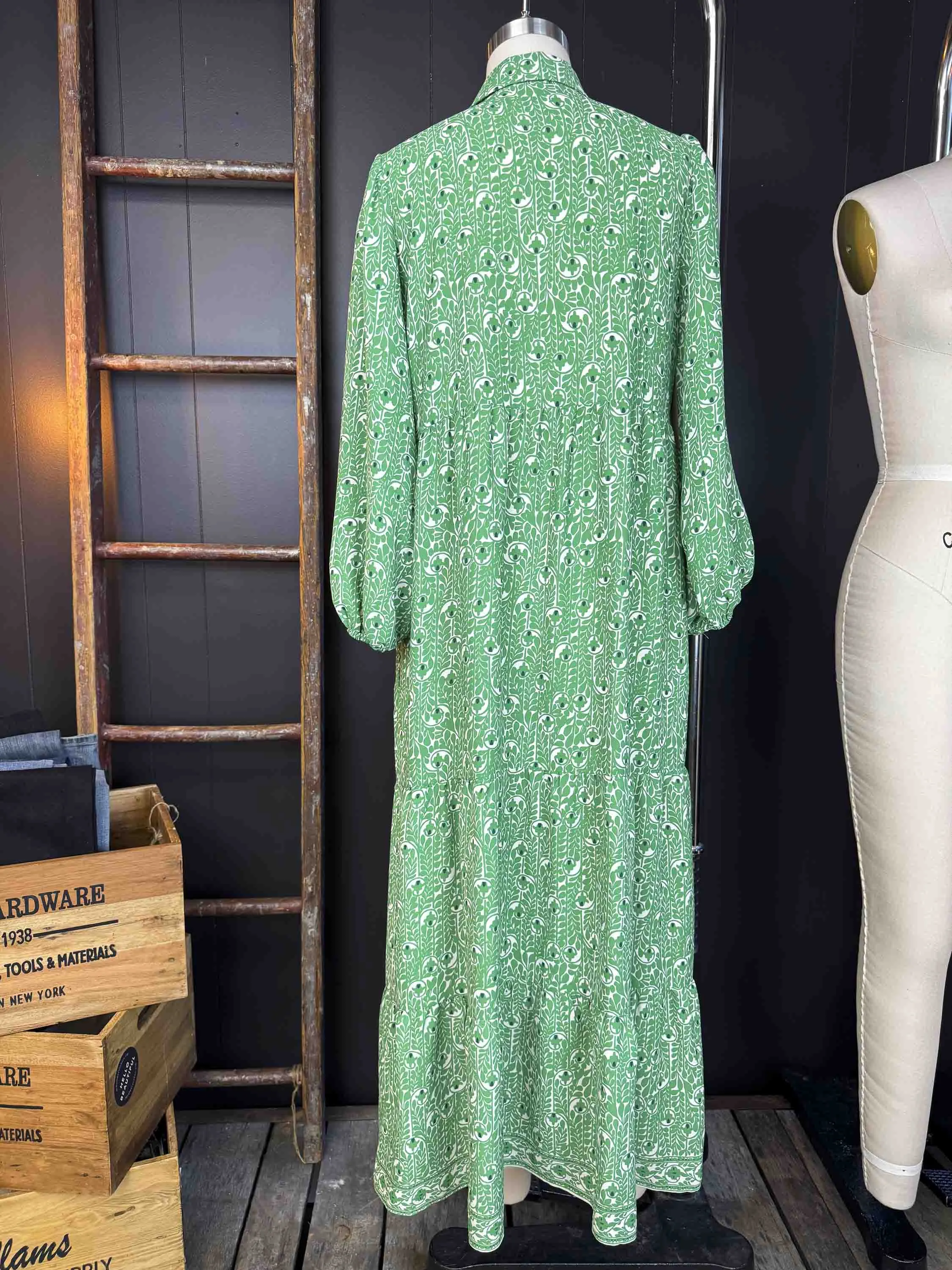 Pre-loved Green Vine Maxi Dress - Size S