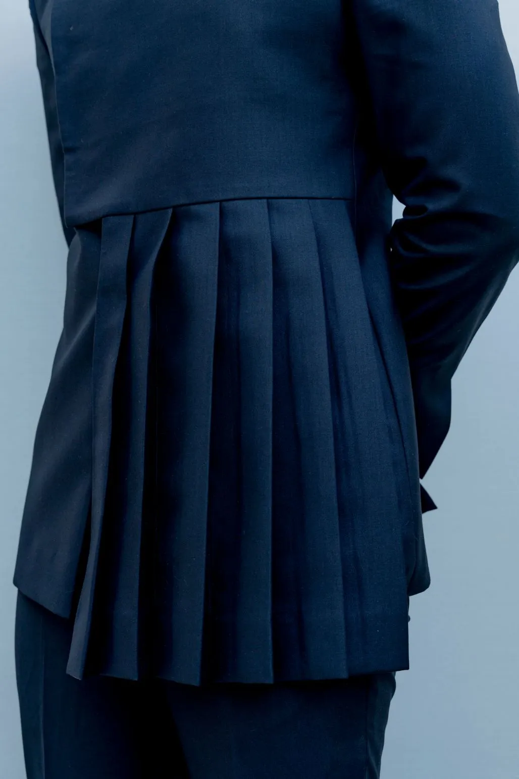 Raven - Black Indo Western Pleated Jacket Set