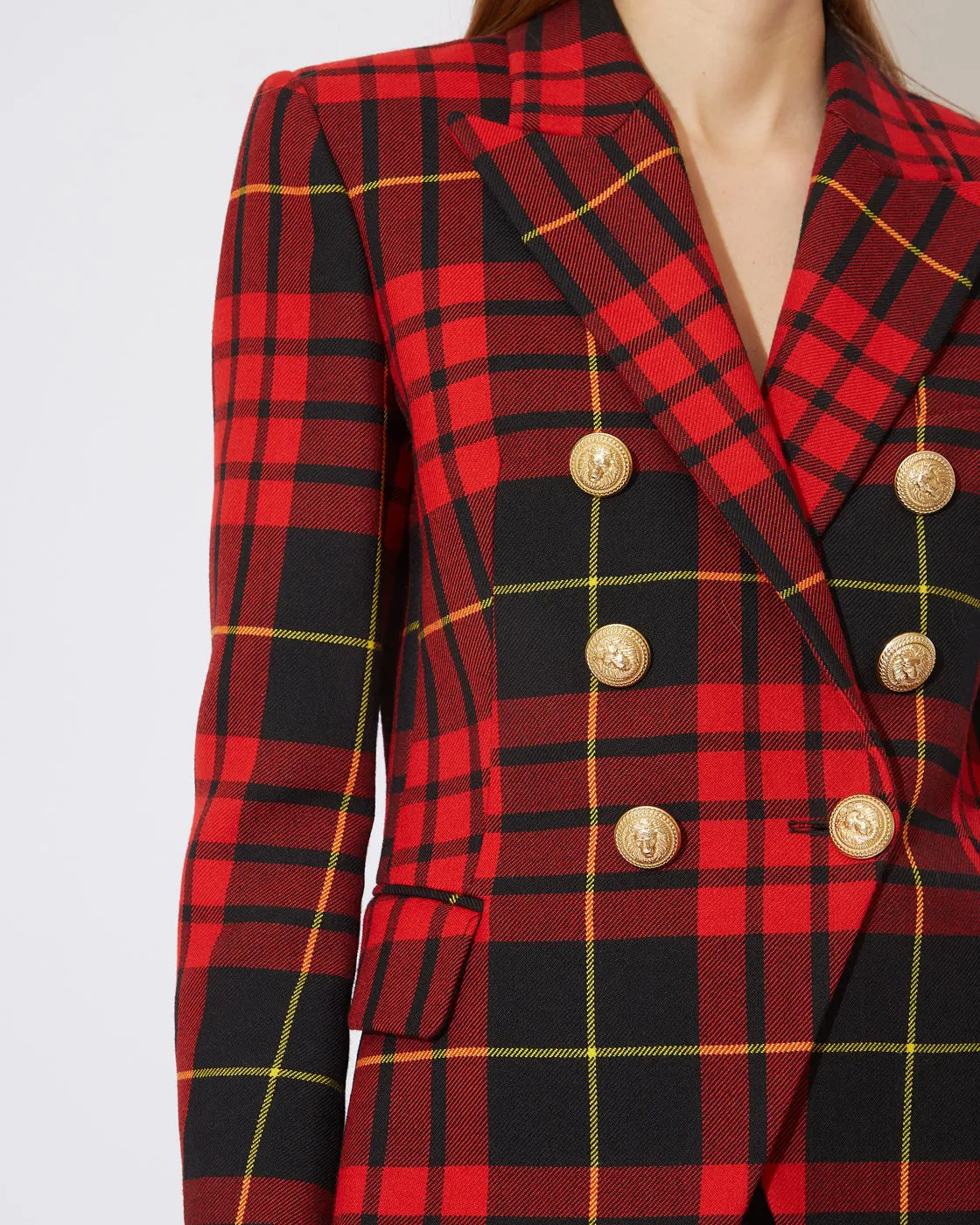Red & Black Tartan DOUBLE-BREASTED Blazer