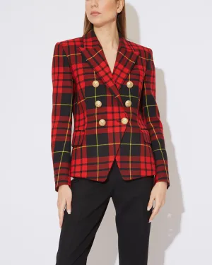 Red & Black Tartan DOUBLE-BREASTED Blazer