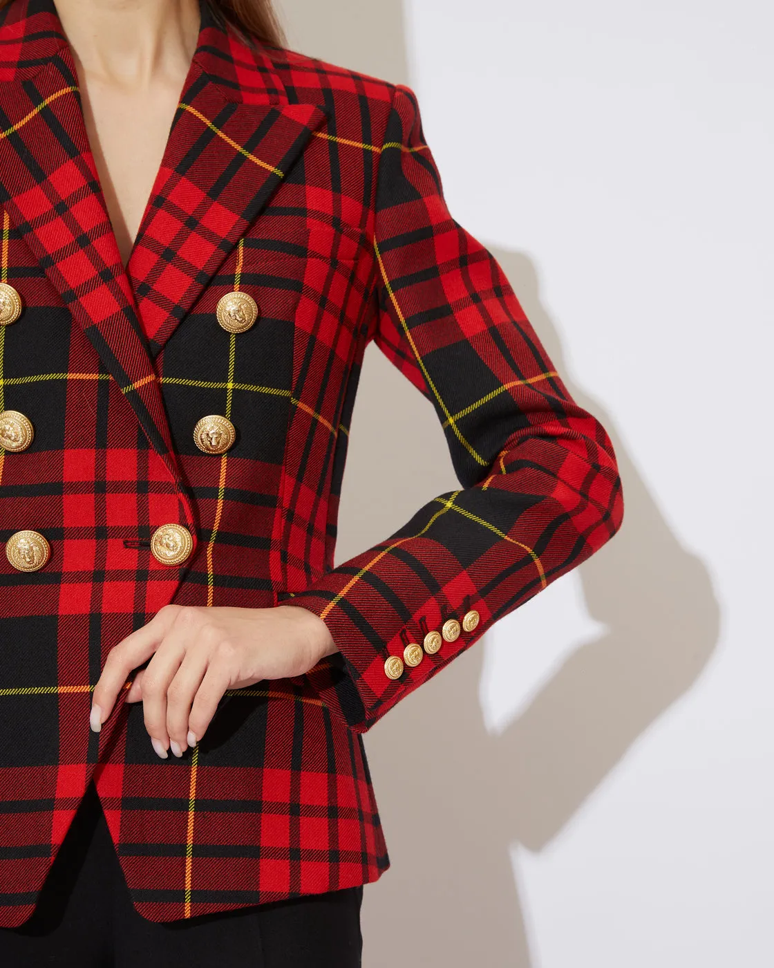 Red & Black Tartan DOUBLE-BREASTED Blazer