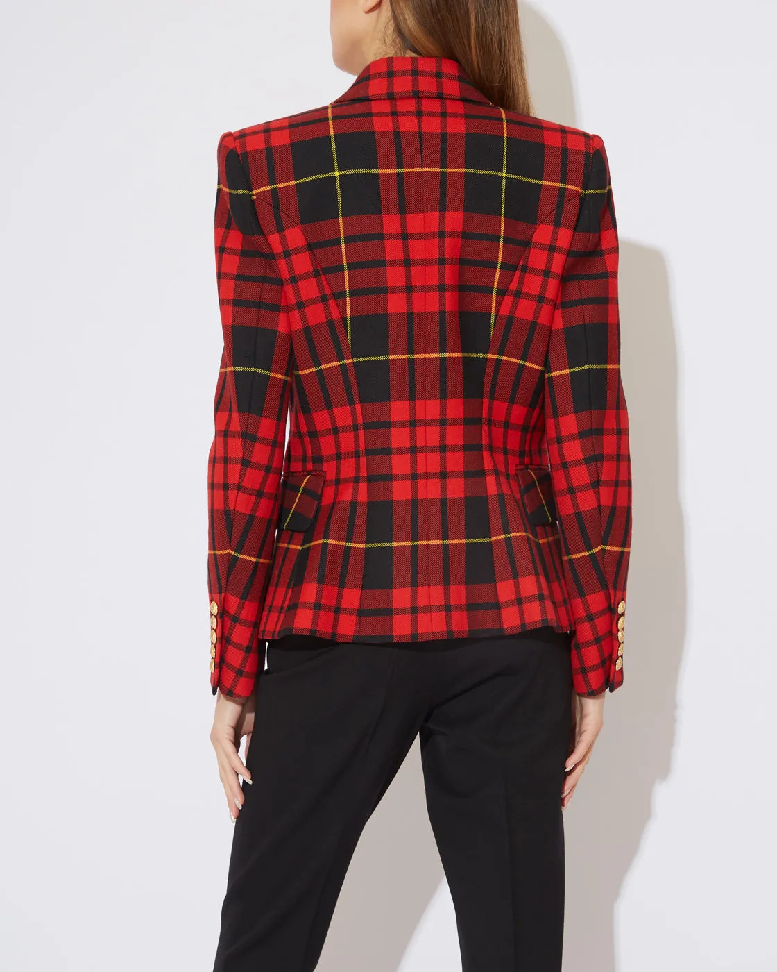 Red & Black Tartan DOUBLE-BREASTED Blazer