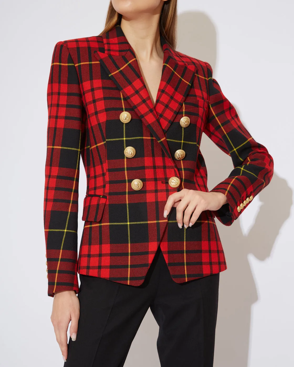 Red & Black Tartan DOUBLE-BREASTED Blazer