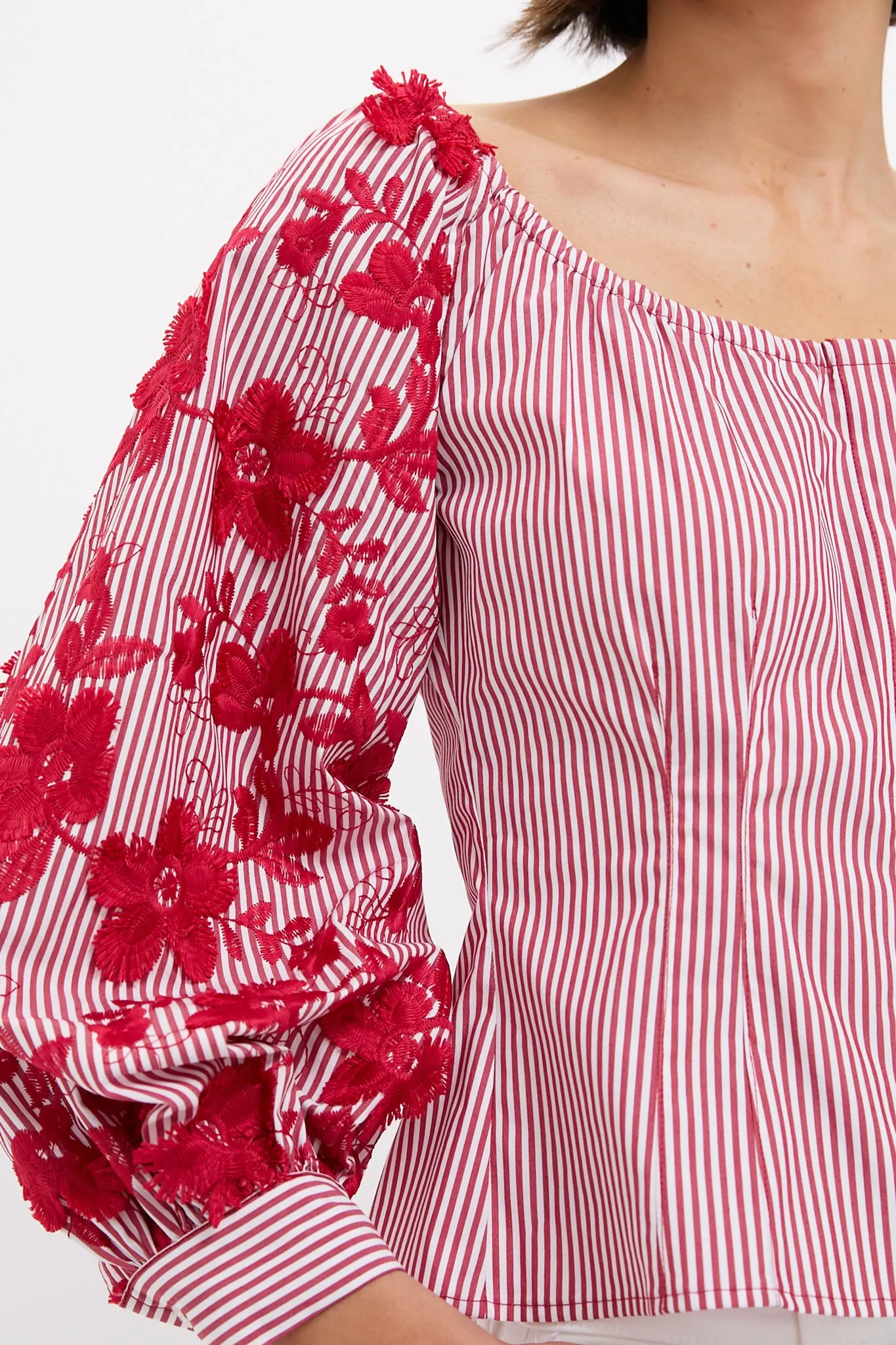 Red and White Stripe Quinn Blouse