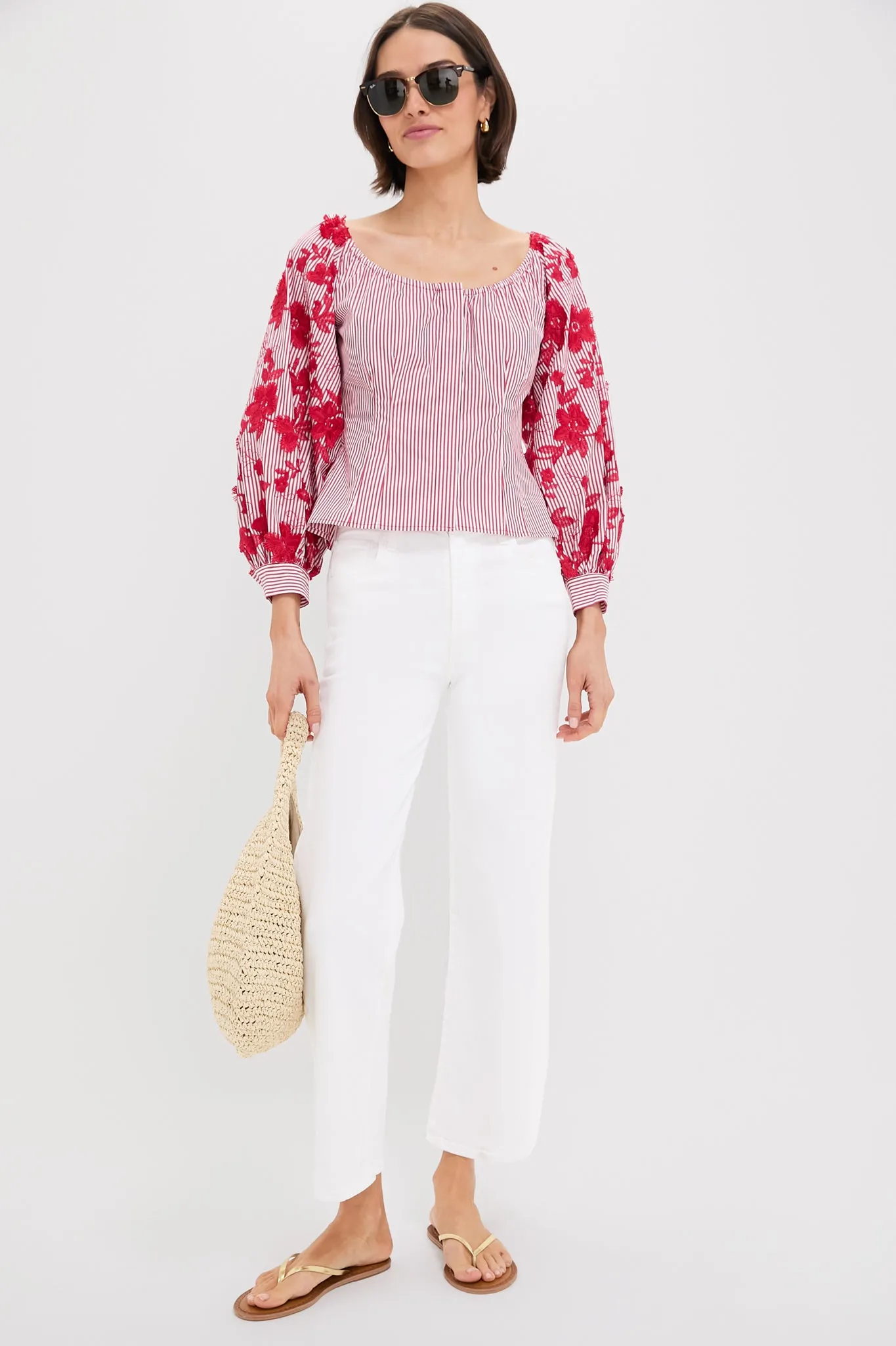Red and White Stripe Quinn Blouse