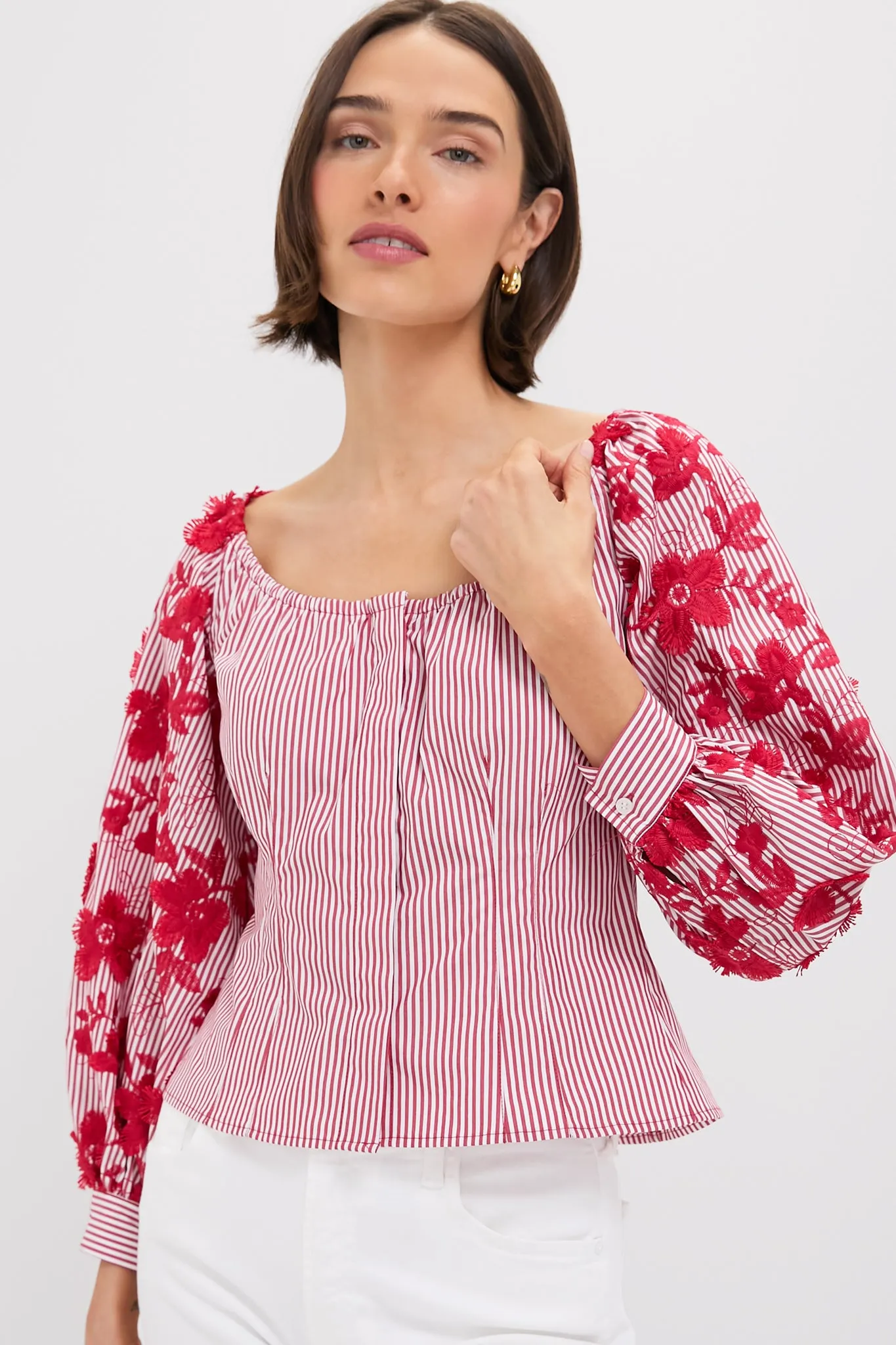 Red and White Stripe Quinn Blouse