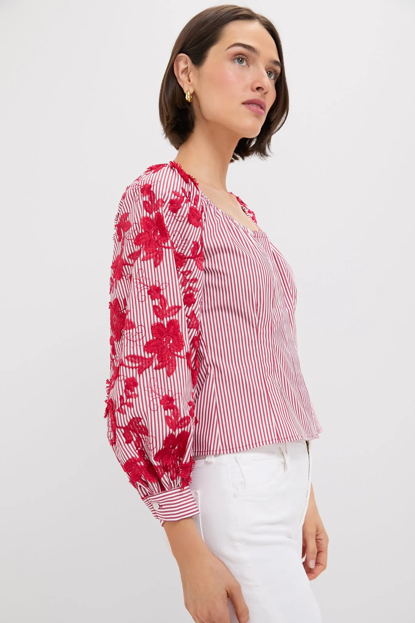 Red and White Stripe Quinn Blouse