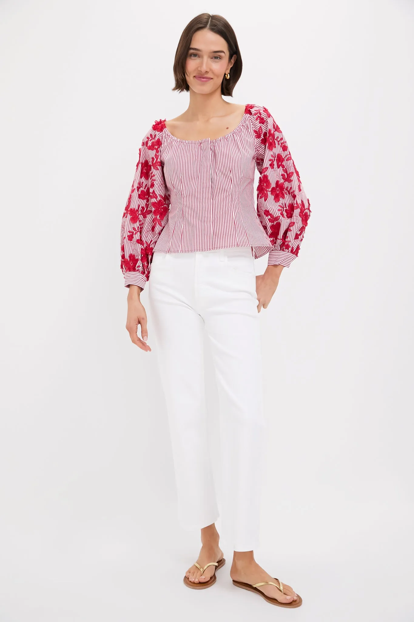 Red and White Stripe Quinn Blouse