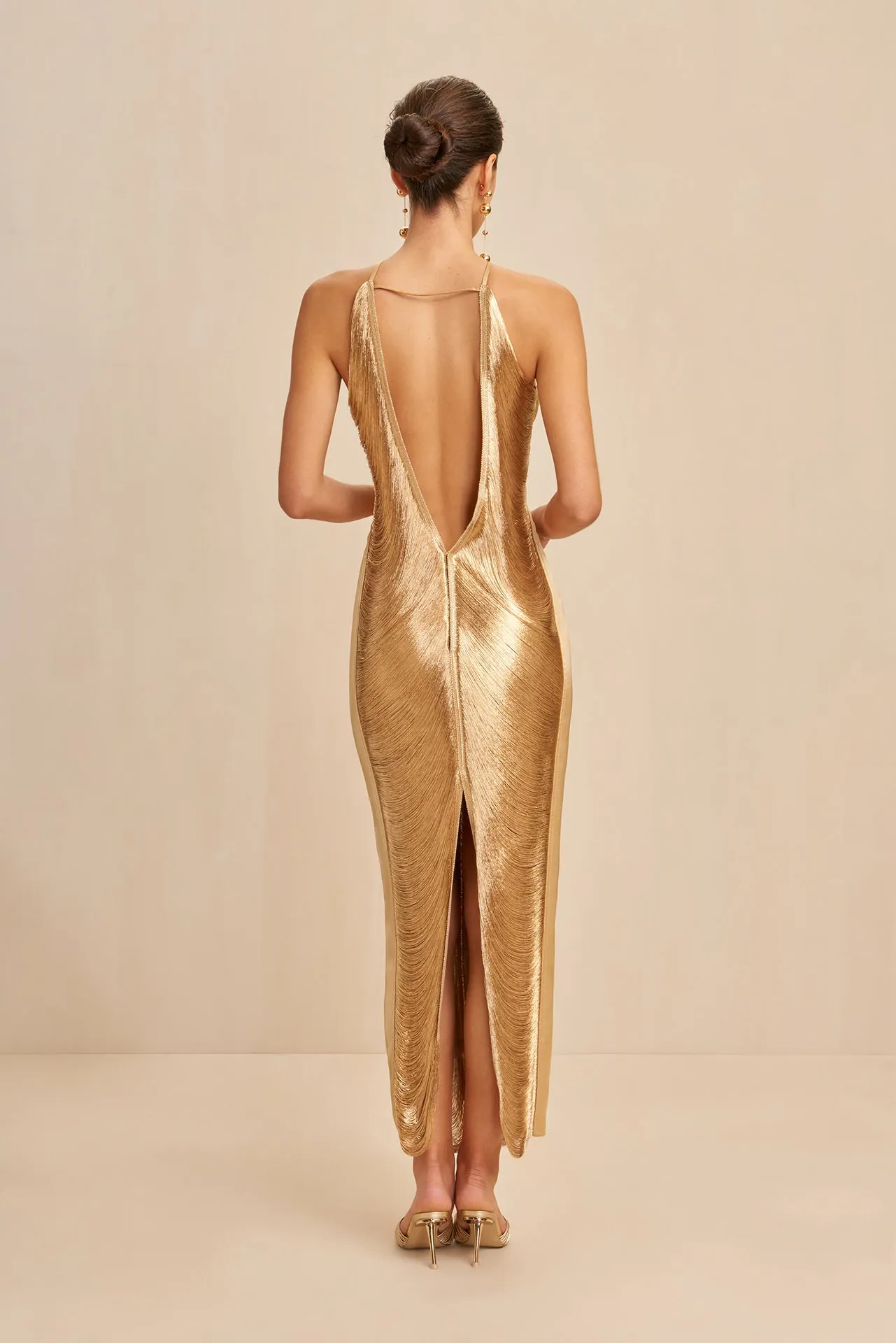 Renee - Halter Fringed Maxi Dress