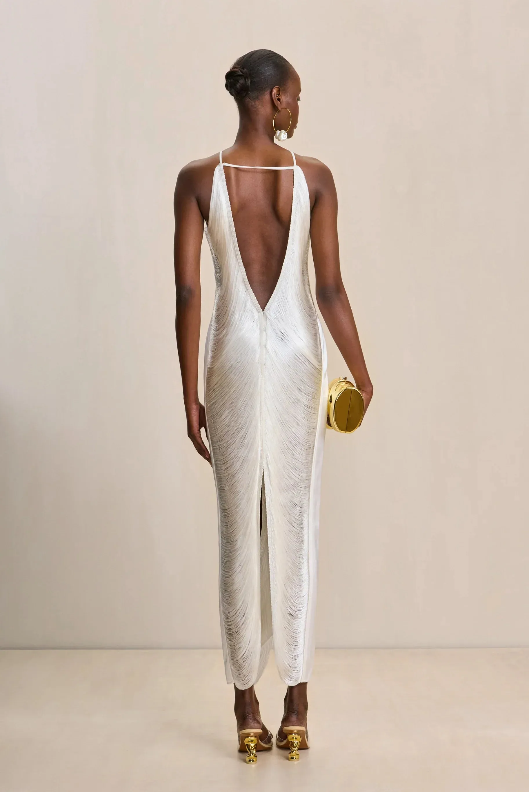 Renee - Halter Fringed Maxi Dress