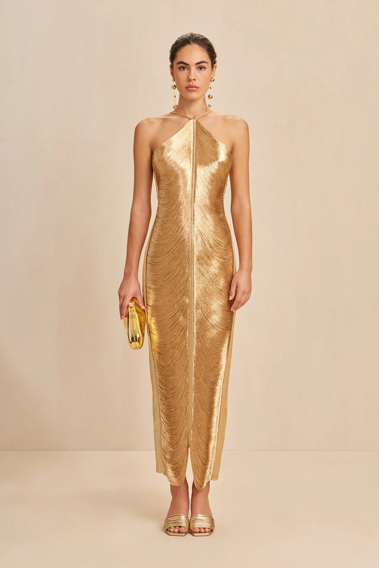 Renee - Halter Fringed Maxi Dress