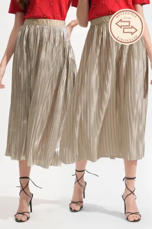 Reversible Pleated Midi Skirt