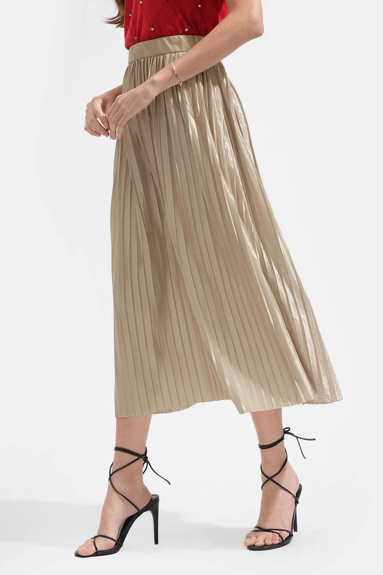 Reversible Pleated Midi Skirt
