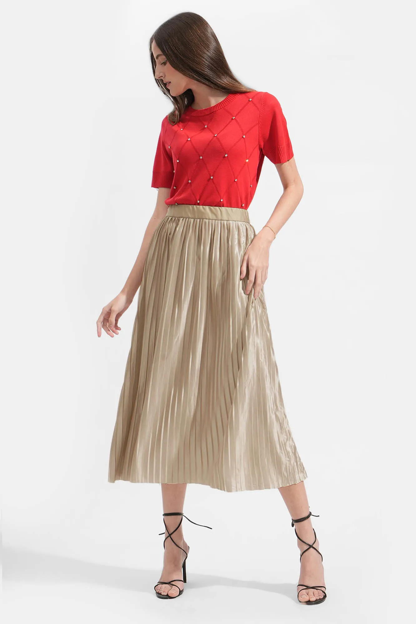 Reversible Pleated Midi Skirt