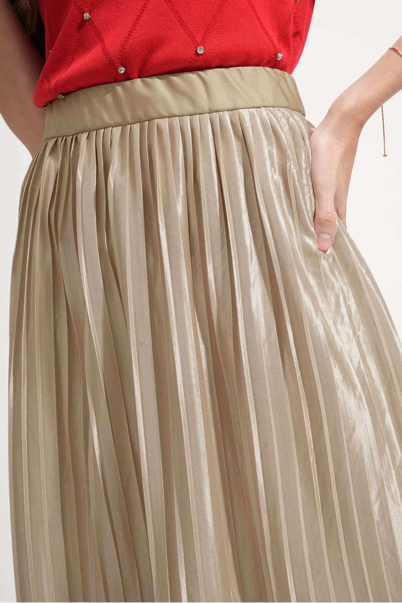 Reversible Pleated Midi Skirt