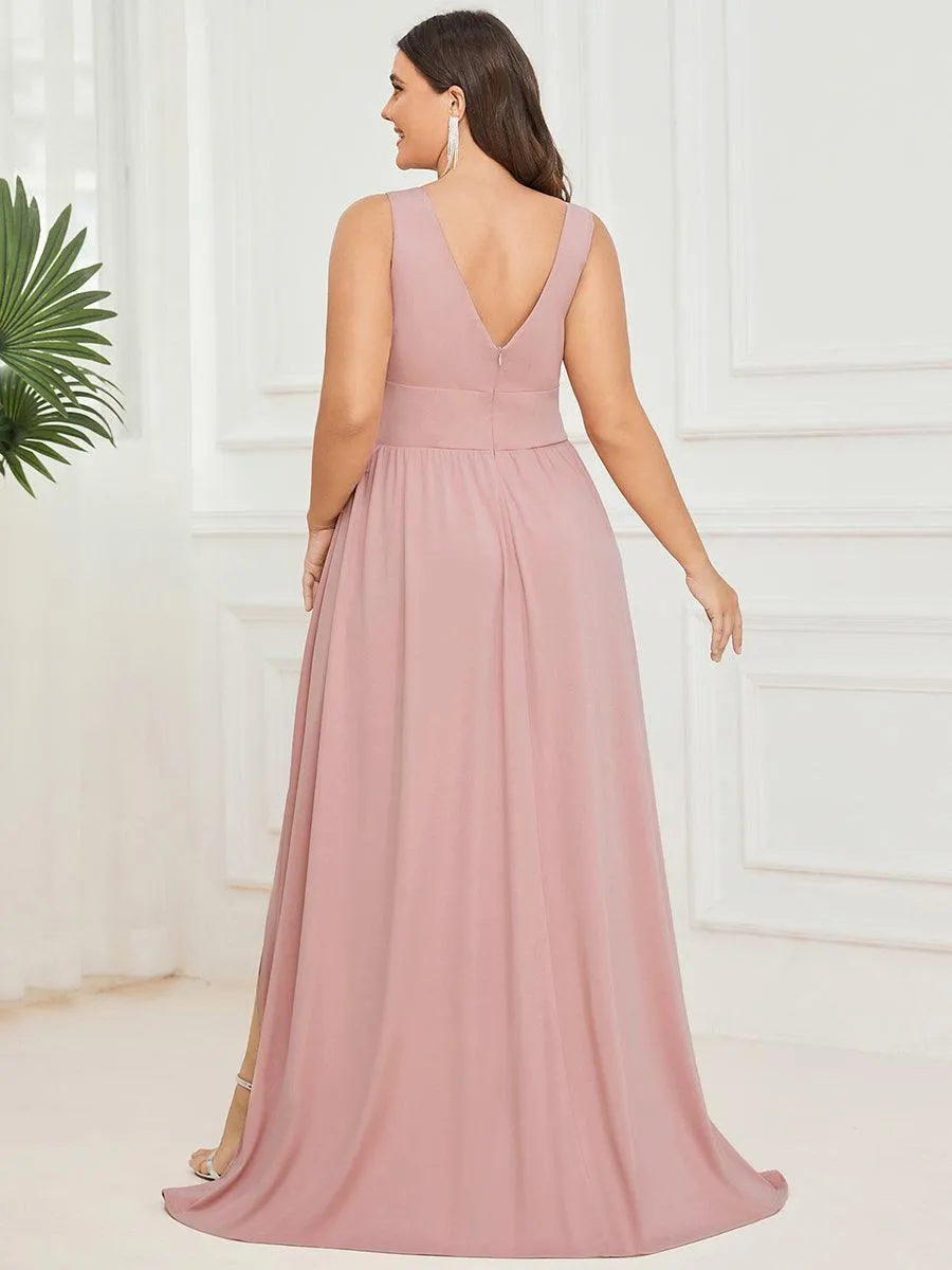 Robe gala longue taille haute à col V
