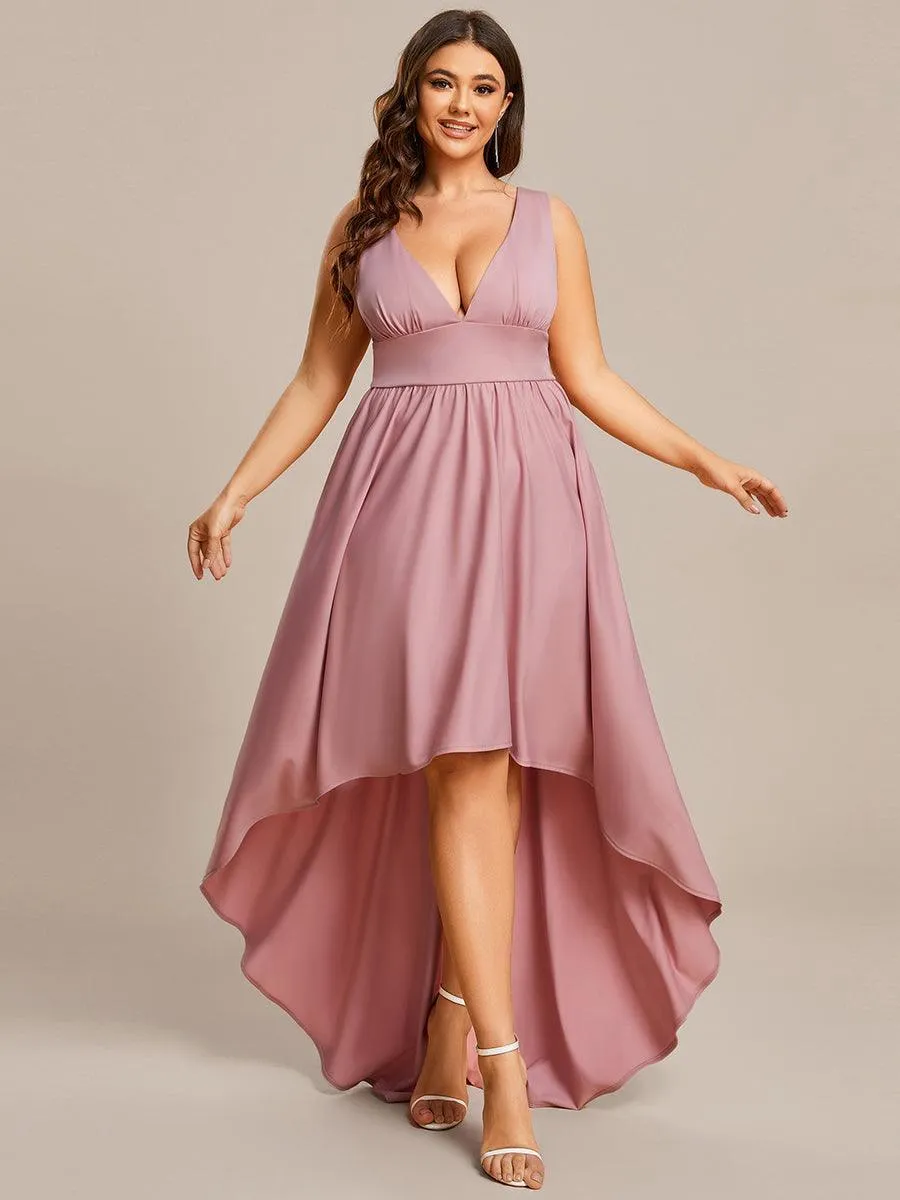 Robe gala longue taille haute à col V