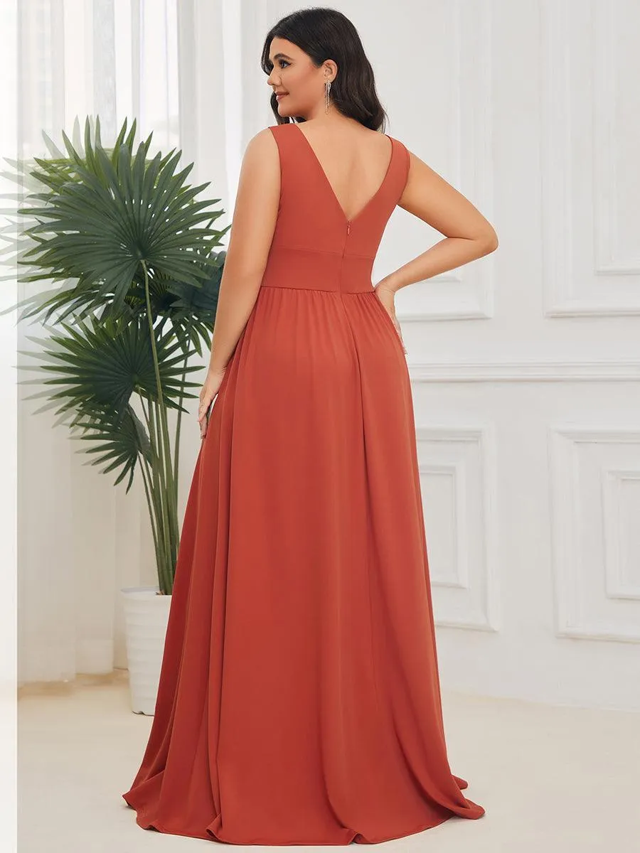 Robe gala longue taille haute à col V
