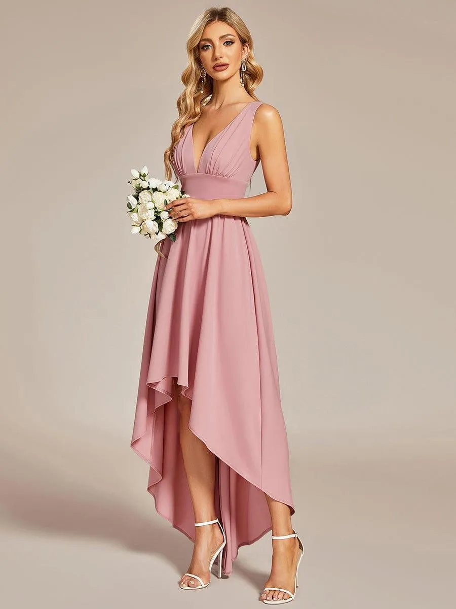 Robe gala longue taille haute à col V