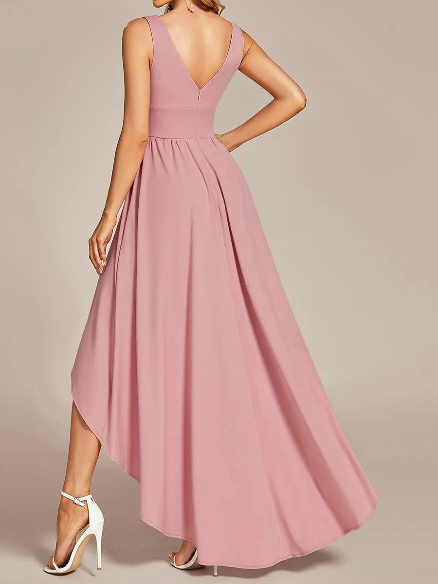 Robe gala longue taille haute à col V