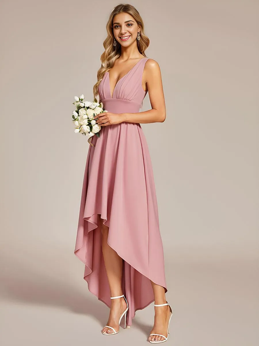 Robe gala longue taille haute à col V