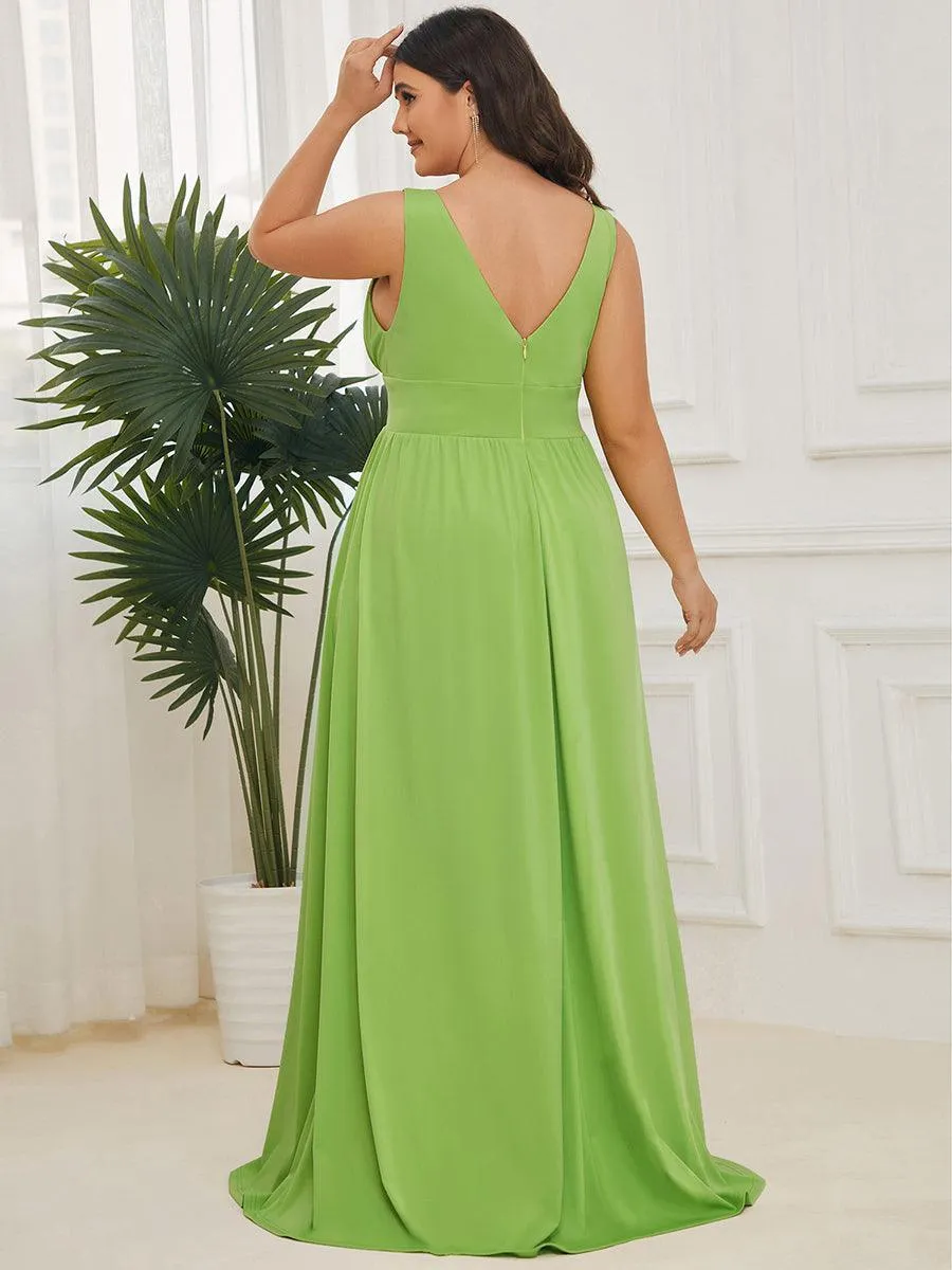 Robe gala longue taille haute à col V