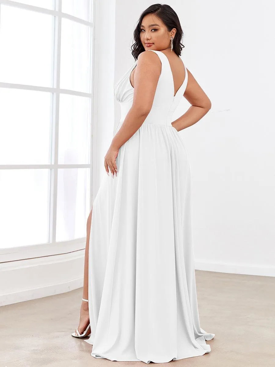 Robe gala longue taille haute à col V