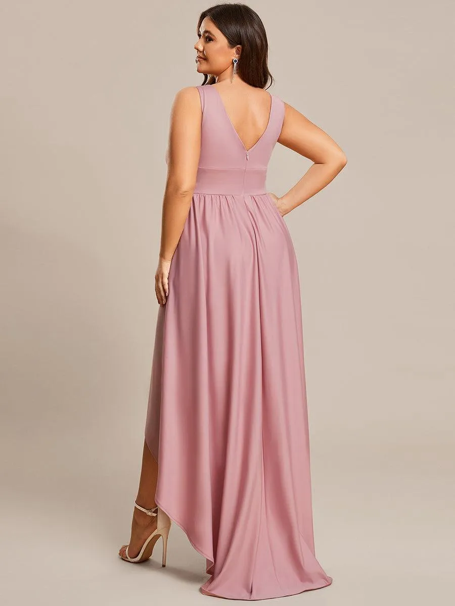 Robe gala longue taille haute à col V