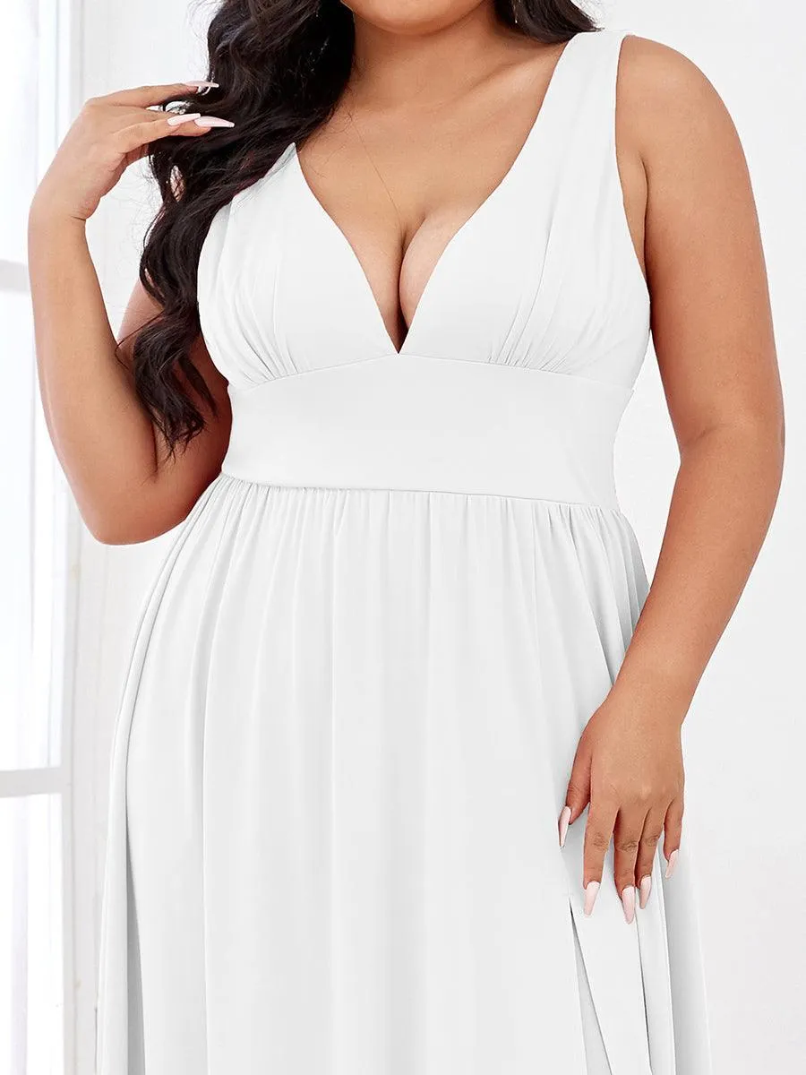 Robe gala longue taille haute à col V